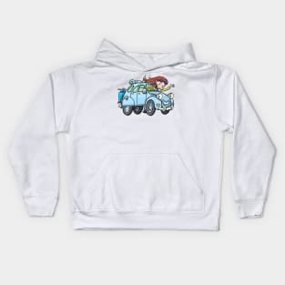 girl goes on vacation to France Kids Hoodie